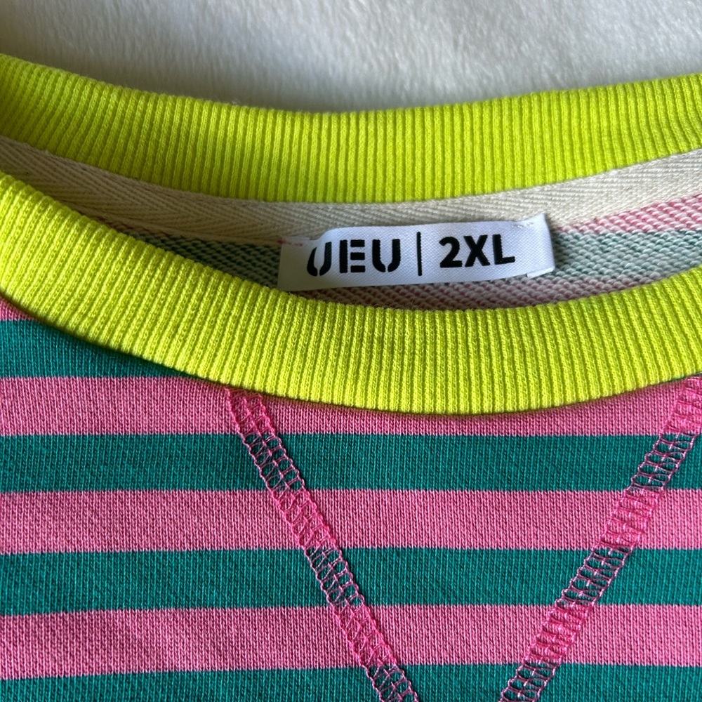 Striped Pink and Green Sweatshirt